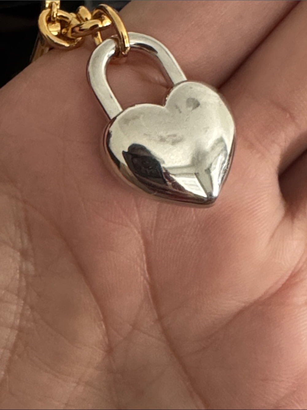 Kate Spade Heart You Charm Bracelet Gold Bracelet with Silver Heart Lock NEW - Picture 7 of 10